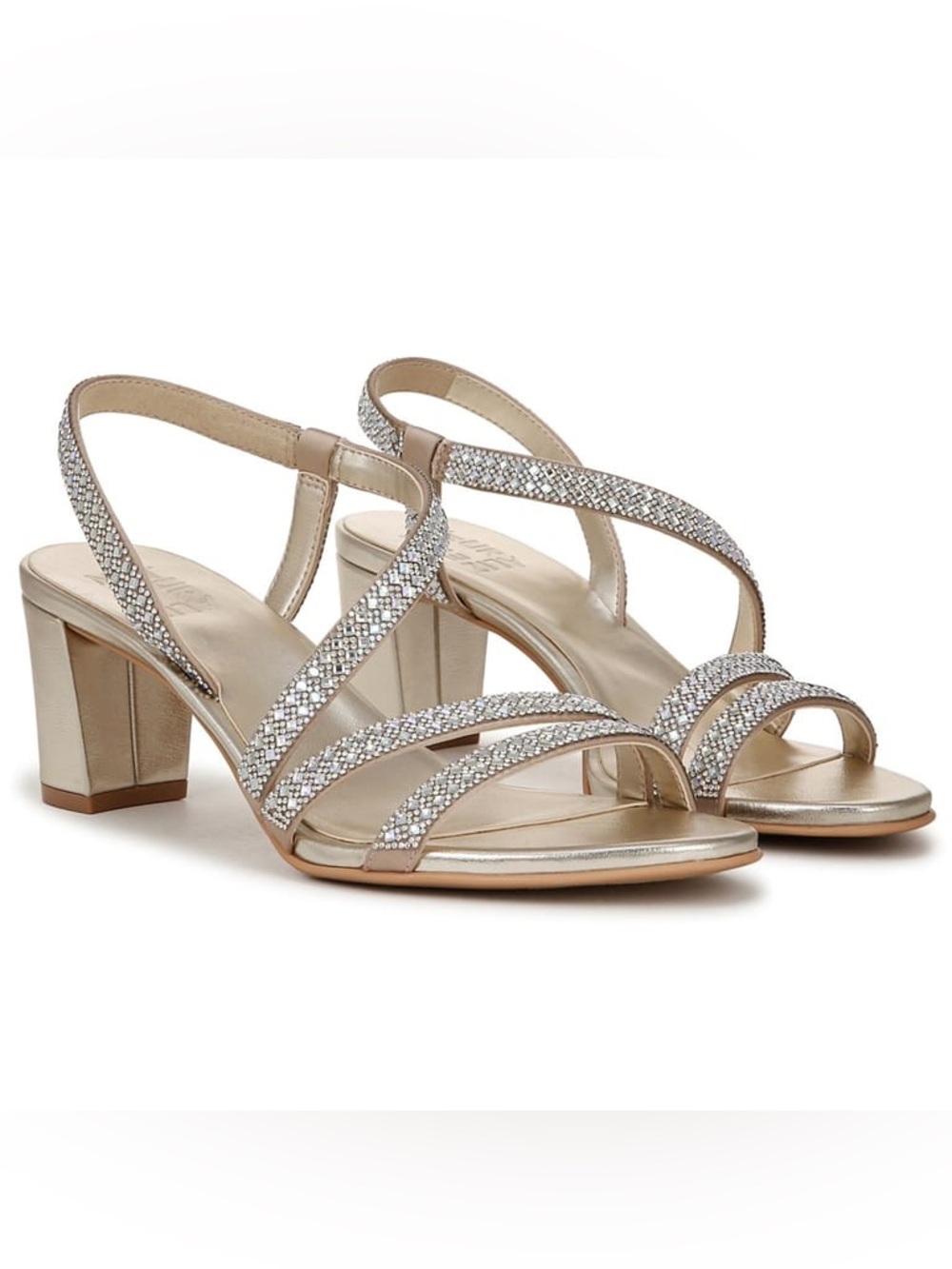 New Naturalizer Vanessa 2 Champagne Microfiber Heeled Sandals Crystal